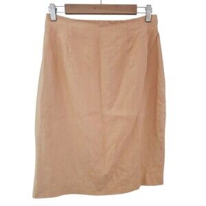L.L. Bean Linen Skirt Women's 8 Peach Midi Summer Coastal Minimalist Lightweight
